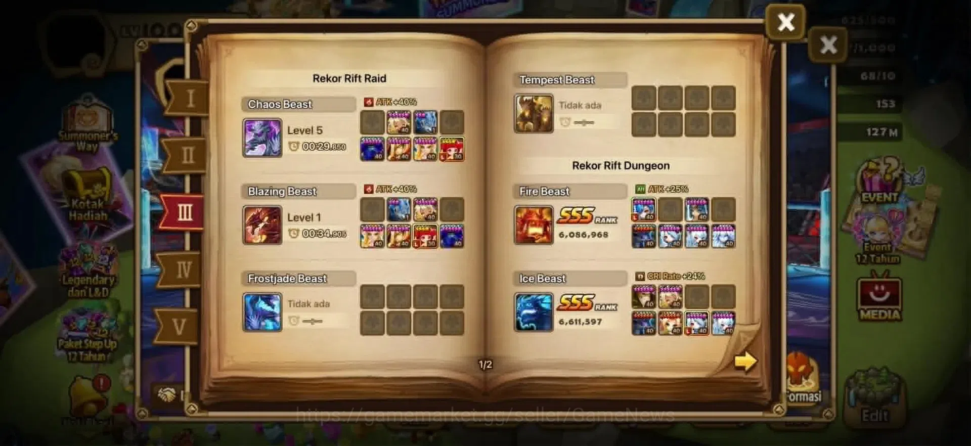 Summoners War: Sky Arena Accounts Asia ENDGAME|4LD LIMITED Lan X Valantis X Sylvia X image 5
