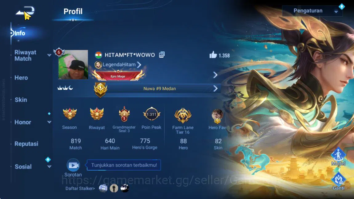 Honor of Kings Accounts Hero 88 Skin 82|Zilong,HouYi(Legend),Di Rinjie,Yin image 2