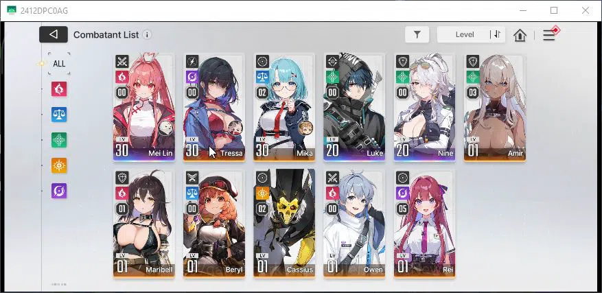 Chaos Zero Nightmare Accounts Global Lv25|3 SSR[Nine,Mei Lin,Luke]+7 SR(MarribelM1,Mika2,CassiusM2,Etc) 7SR 3