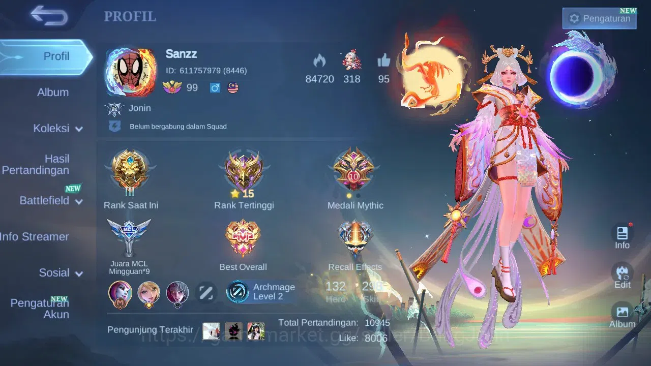 Mobile Legends: Bang Bang Accounts Global|Hero 132|Skin 298|Renowned|Legend Lunox|KOF image 13