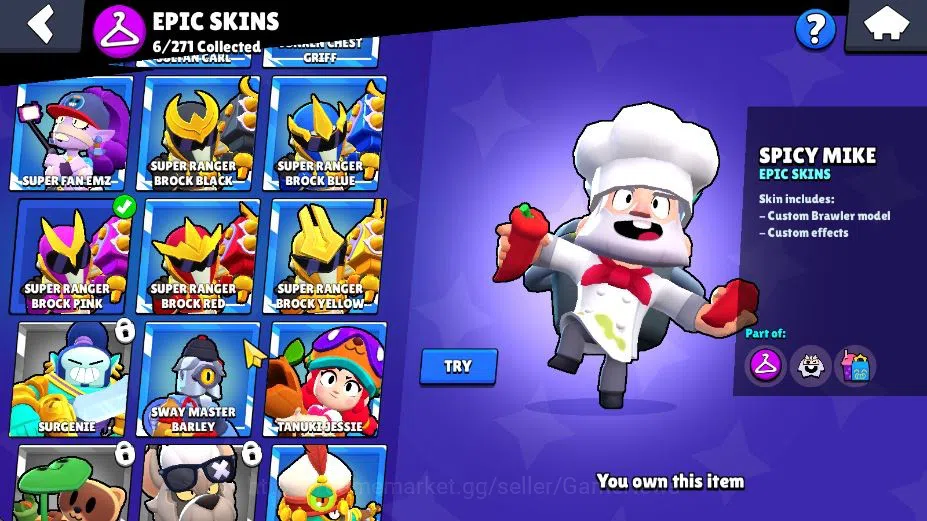 Brawl Stars Accounts 2649 Trophy|93 Gem|28 Brawler 1 Max Lv 2 Legend 2 Myth|2 Myth Skin [Cerberus Tick,El QuarterBack] 6 14