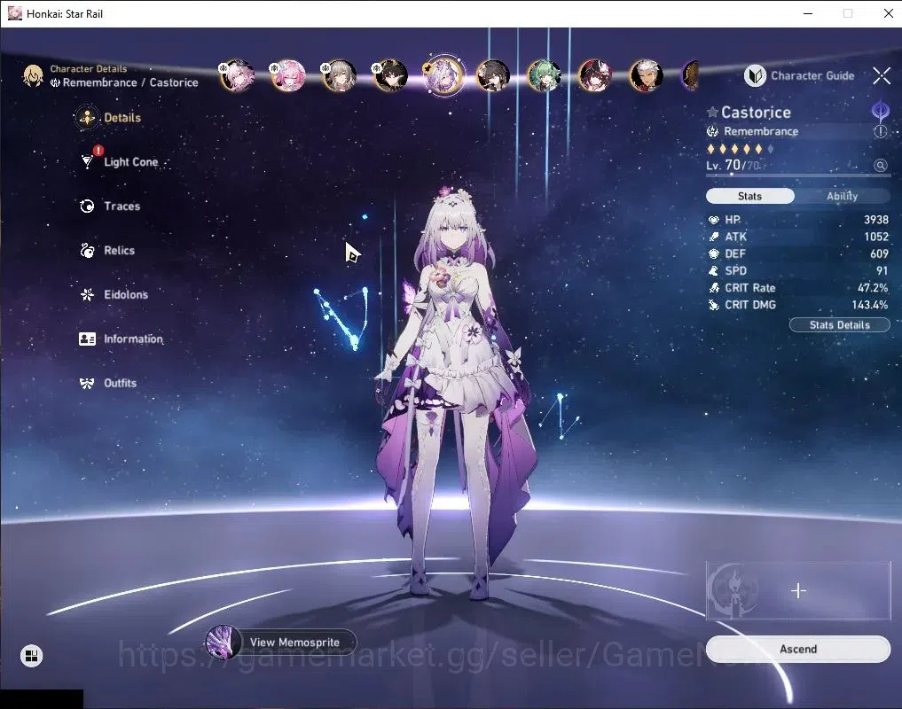 Honkai Star Rail Accounts Asia|TL 60|Casto Prem Team|8 limited|Castorice,Eve image 17