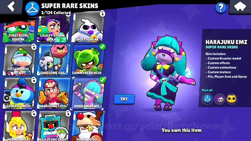 Brawl Stars Accounts 1486 Trophy|17Brawlers 4Max|Emz,Trunk,Sam,Nita|3SR image 11