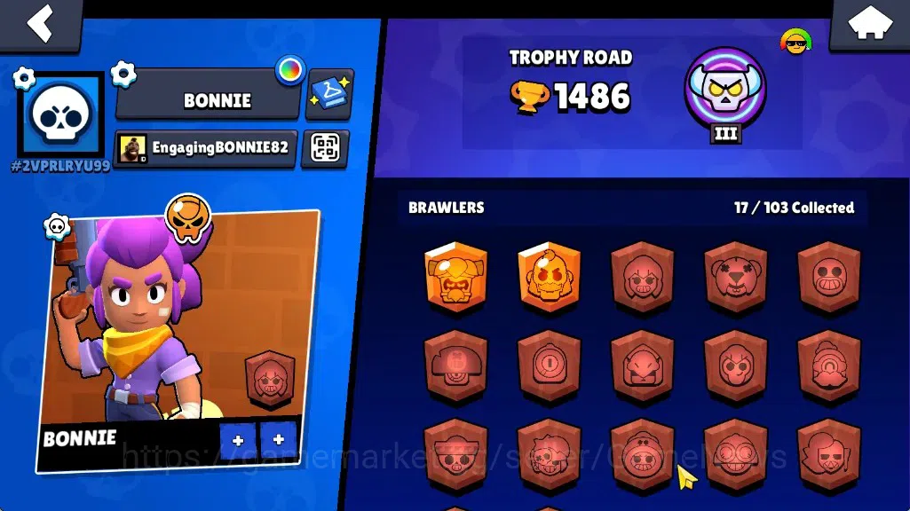 Brawl Stars Accounts 1486 Trophy|17Brawlers 4Max|Emz,Trunk,Sam,Nita|3SR image 2