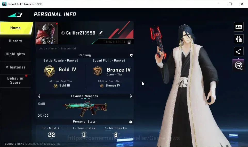 Blood Strike Accounts ASIA|ETERNAL Desert Eagle-Scorpius|11 ULTRA[HANK,G image 2