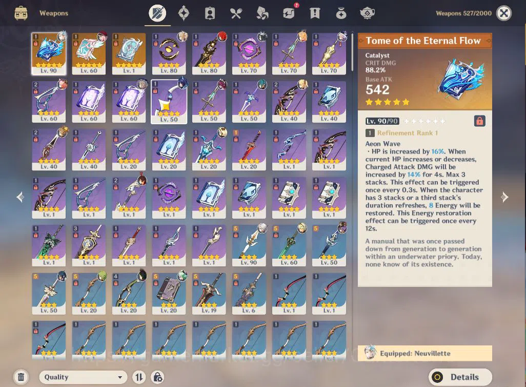 Genshin Impact Accounts End Game ASIA|AR 55|3 Limited +3(*5Weapon)|NeuvilletteC1+sign,Arlecchino,Escoffier|1Skin|Mc 4