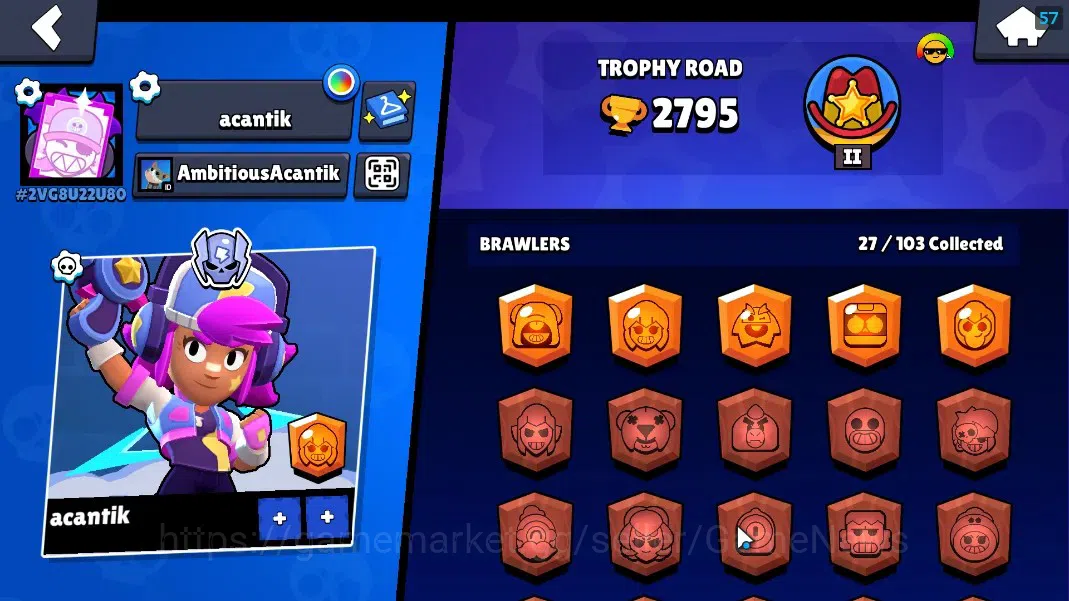 Brawl Stars Accounts 2795 Trophy|27 Brawler 5 Max[Buzz,Gene,Leon,etc]|1 image 2
