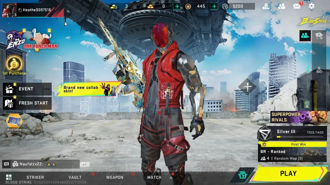 Blood Strike Accounts Collab Skin ASIA|ETERNAL AUG-Empyrean Lv2|Collab ENZO (One Punch Man)|Change Namecard|ULTRA Loot 1