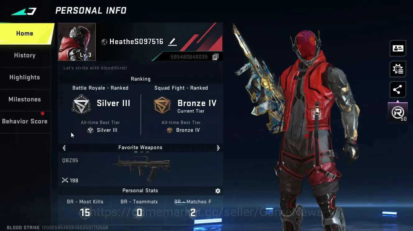 Blood Strike Accounts Collab Skin ASIA|ETERNAL AUG-Empyrean Lv2|Collab ENZO (One Punch Man)|Change Namecard|ULTRA Loot 2