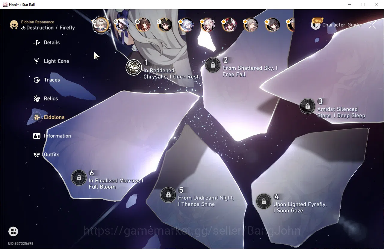 Honkai Star Rail Accounts ASIA TL 62 | 11 Limited | Firefly E1+Sig | Yao Gua image 5