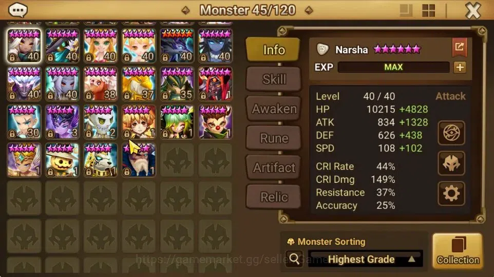 Summoners War: Sky Arena Accounts GLOBAL Lv 52|1 LD[Narsha]|13 Total NB5[Leo,Sonia,T image 11