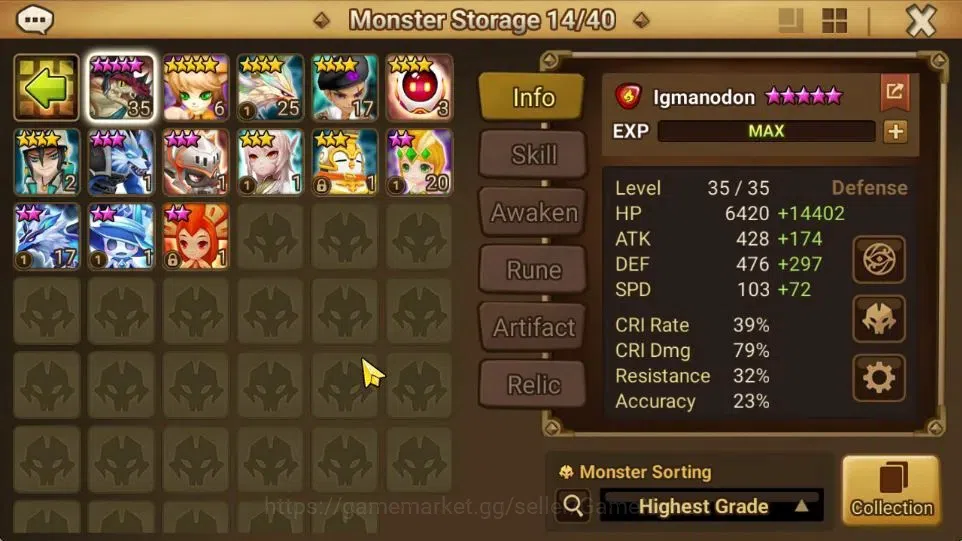 Summoners War: Sky Arena Accounts GLOBAL Lv 52|1 LD[Narsha]|13 Total NB5[Leo,Sonia,T image 12