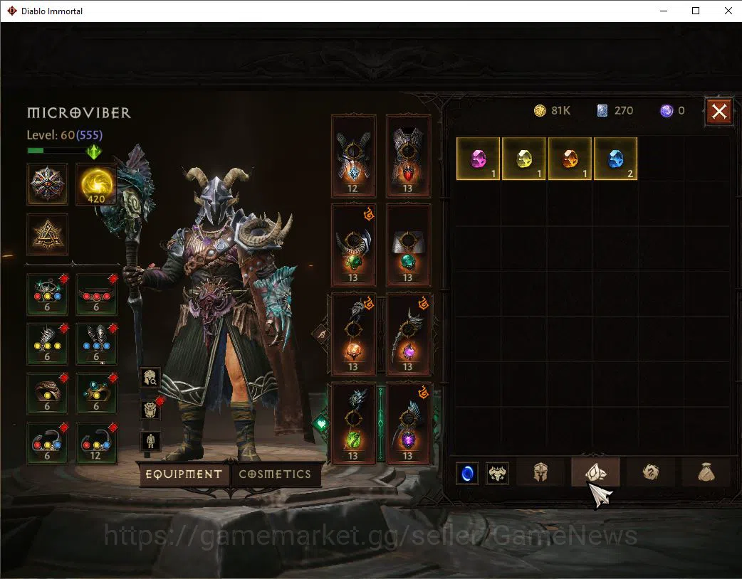 Diablo Immortal Accounts Mid-Tier SEA-Verathiel|Lv60(555)|Druid|34k CR|Reso 420|Paragon Maledictor|Cosmetic Ballad Moon 7