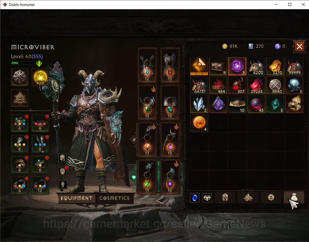 Diablo Immortal Accounts Mid-Tier SEA-Verathiel|Lv60(555)|Druid|34k CR|Reso 420|Paragon Maledictor|Cosmetic Ballad Moon 8