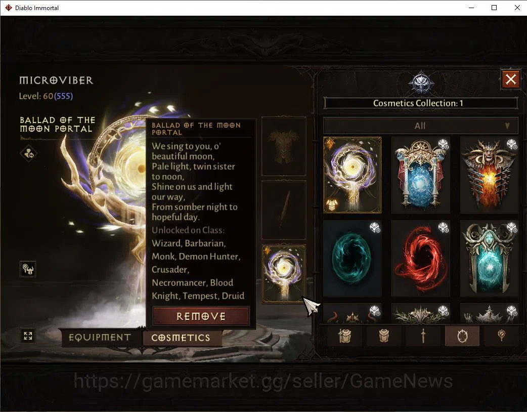 Diablo Immortal Accounts Mid-Tier SEA-Verathiel|Lv60(555)|Druid|34k CR|Reso 420|Paragon Maledictor|Cosmetic Ballad Moon 9
