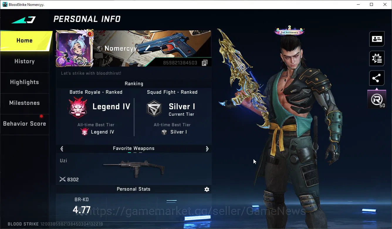 Blood Strike Accounts ASIA|1 ETERNAL Lv3 UZI - Star Chaser+ Collab 7DS A image 2