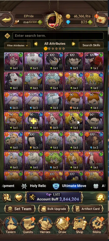 The Seven Deadly Sins: Grand Cross Accounts Others ASIA | 2,8M CC | diamond 875 | 1 LR Hijack Gowther |  3 Collab Fire force 2