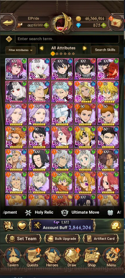 The Seven Deadly Sins: Grand Cross Accounts Others ASIA | 2,8M CC | diamond 875 | 1 LR Hijack Gowther |  3 Collab Fire force 3