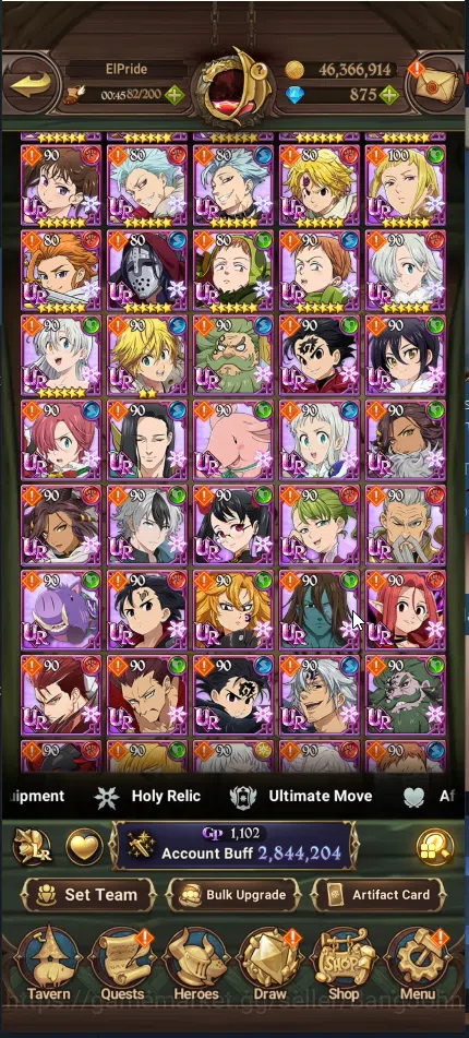 The Seven Deadly Sins: Grand Cross Accounts Others ASIA | 2,8M CC | diamond 875 | 1 LR Hijack Gowther |  3 Collab Fire force 4