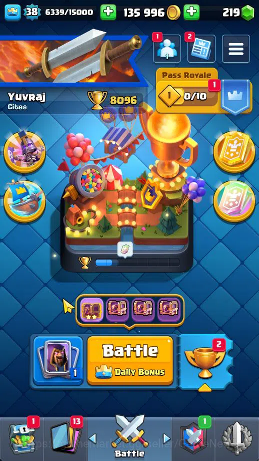 Clash Royale Accounts Midgame Lv 38|Trophy 8096|KTL 13|Limited Skin|Card 121| 1 HERO 6 EVO 8 Champ 21 Legendary 33 Epic 30