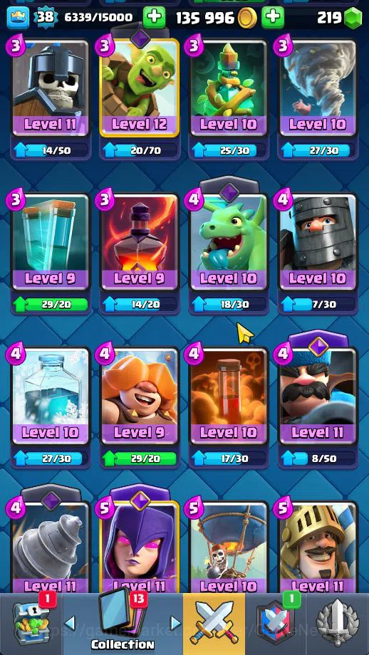 Clash Royale Accounts Midgame Lv 38|Trophy 8096|KTL 13|Limited Skin|Card 121| 1 HERO 6 EVO 8 Champ 21 Legendary 33 Epic 30 10