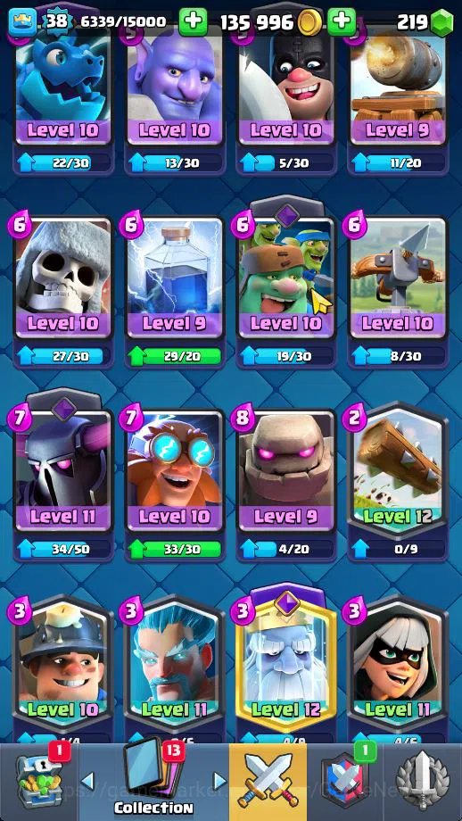 Clash Royale Accounts Midgame Lv 38|Trophy 8096|KTL 13|Limited Skin|Card 121| 1 HERO 6 EVO 8 Champ 21 Legendary 33 Epic 30 11