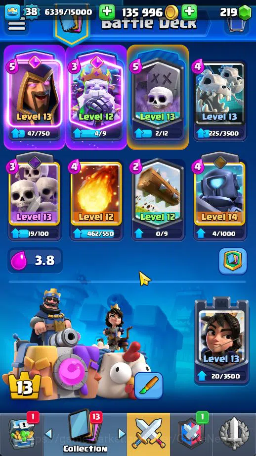 Clash Royale Accounts Midgame Lv 38|Trophy 8096|KTL 13|Limited Skin|Card 121| 1 HERO 6 EVO 8 Champ 21 Legendary 33 Epic 30 3
