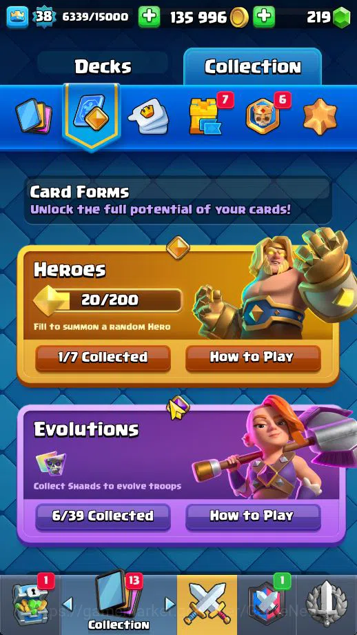 Clash Royale Accounts Midgame Lv 38|Trophy 8096|KTL 13|Limited Skin|Card 121| 1 HERO 6 EVO 8 Champ 21 Legendary 33 Epic 30 5