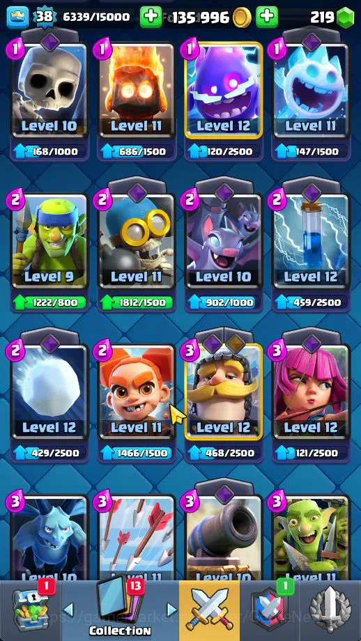 Clash Royale Accounts Midgame Lv 38|Trophy 8096|KTL 13|Limited Skin|Card 121| 1 HERO 6 EVO 8 Champ 21 Legendary 33 Epic 30 6