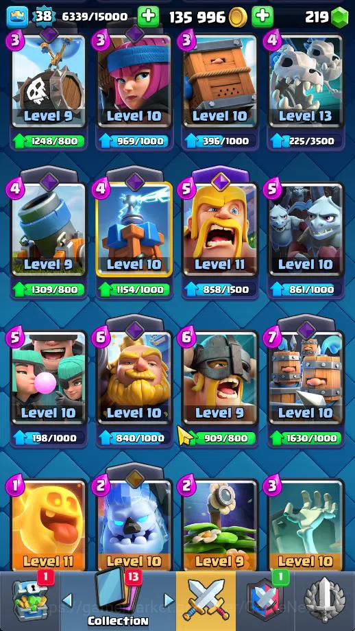 Clash Royale Accounts Midgame Lv 38|Trophy 8096|KTL 13|Limited Skin|Card 121| 1 HERO 6 EVO 8 Champ 21 Legendary 33 Epic 30 7