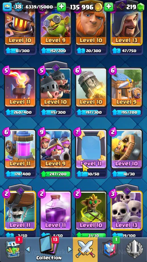 Clash Royale Accounts Midgame Lv 38|Trophy 8096|KTL 13|Limited Skin|Card 121| 1 HERO 6 EVO 8 Champ 21 Legendary 33 Epic 30 9