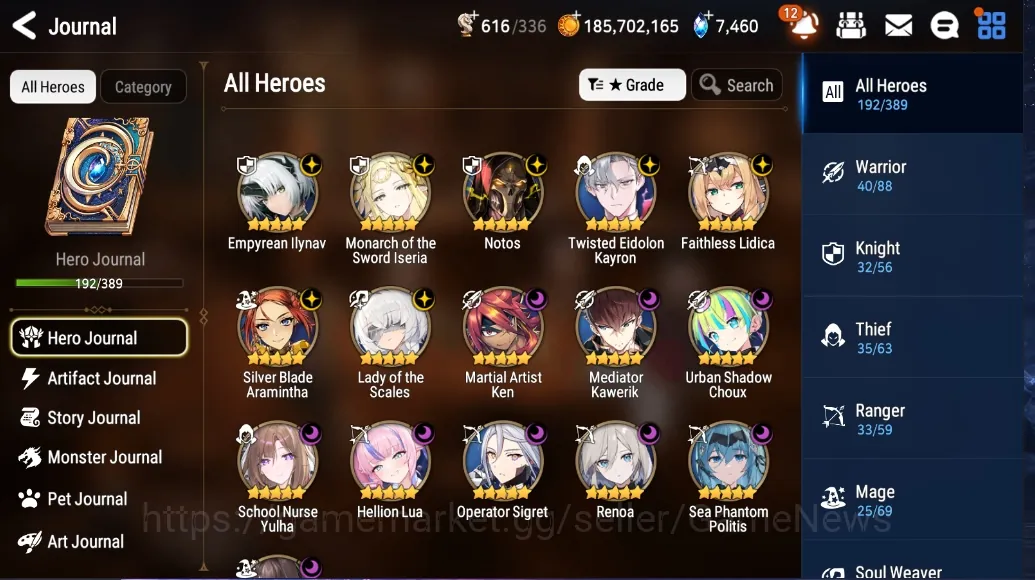 Epic Seven Accounts Mid-Tier Global UnVerif|16 ML(Notos,Sheperd,School NYulha,Lot 1
