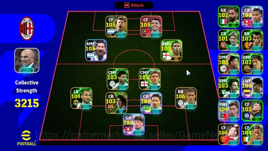 eFootball Accounts Legends & Iconic Players Android|Power 3215|29 Epic(Varane,Lampard,Cafu,Chiellini,Alcantara,CR7,Xabi 1