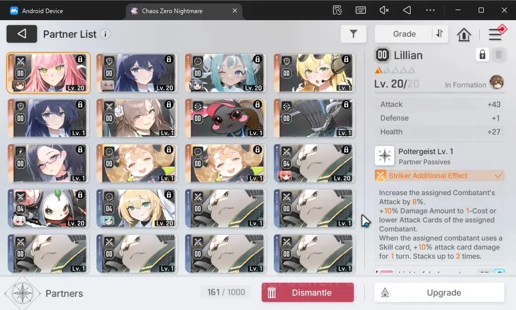 Chaos Zero Nightmare Accounts GLOBAL Lv 23|4 SSR[Yuki,Mei LinM1,Orlea]+9 SR[Mika image 5