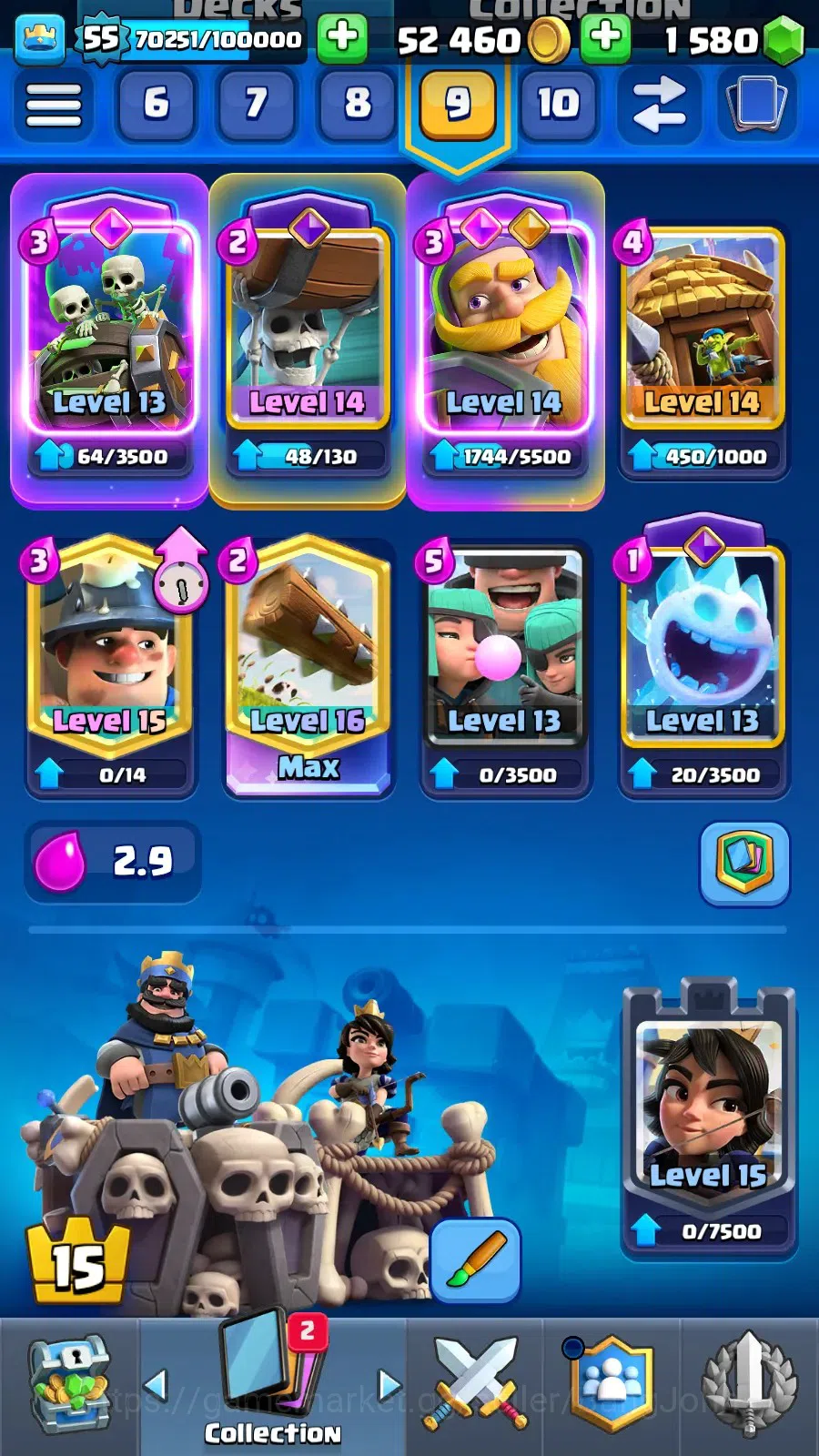 Clash Royale Accounts Lv 55|Trophy 9500|KTL 15|Limited Skin|Max 1-Card 1 image 18
