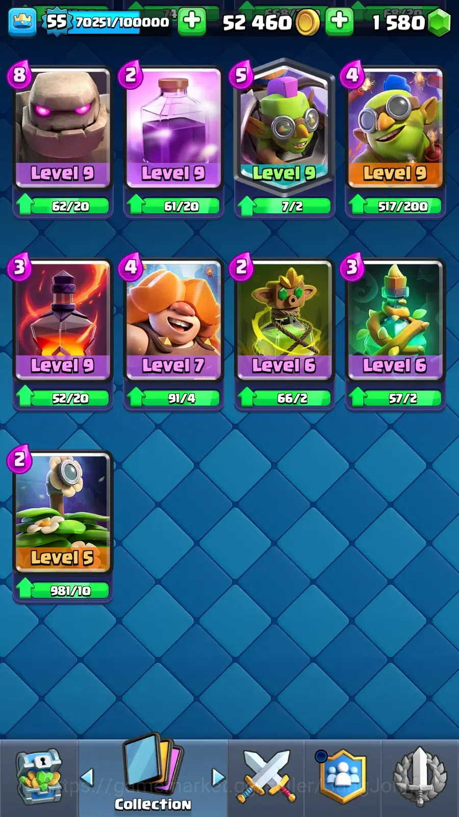 Clash Royale Accounts Lv 55|Trophy 9500|KTL 15|Limited Skin|Max 1-Card 1 image 7