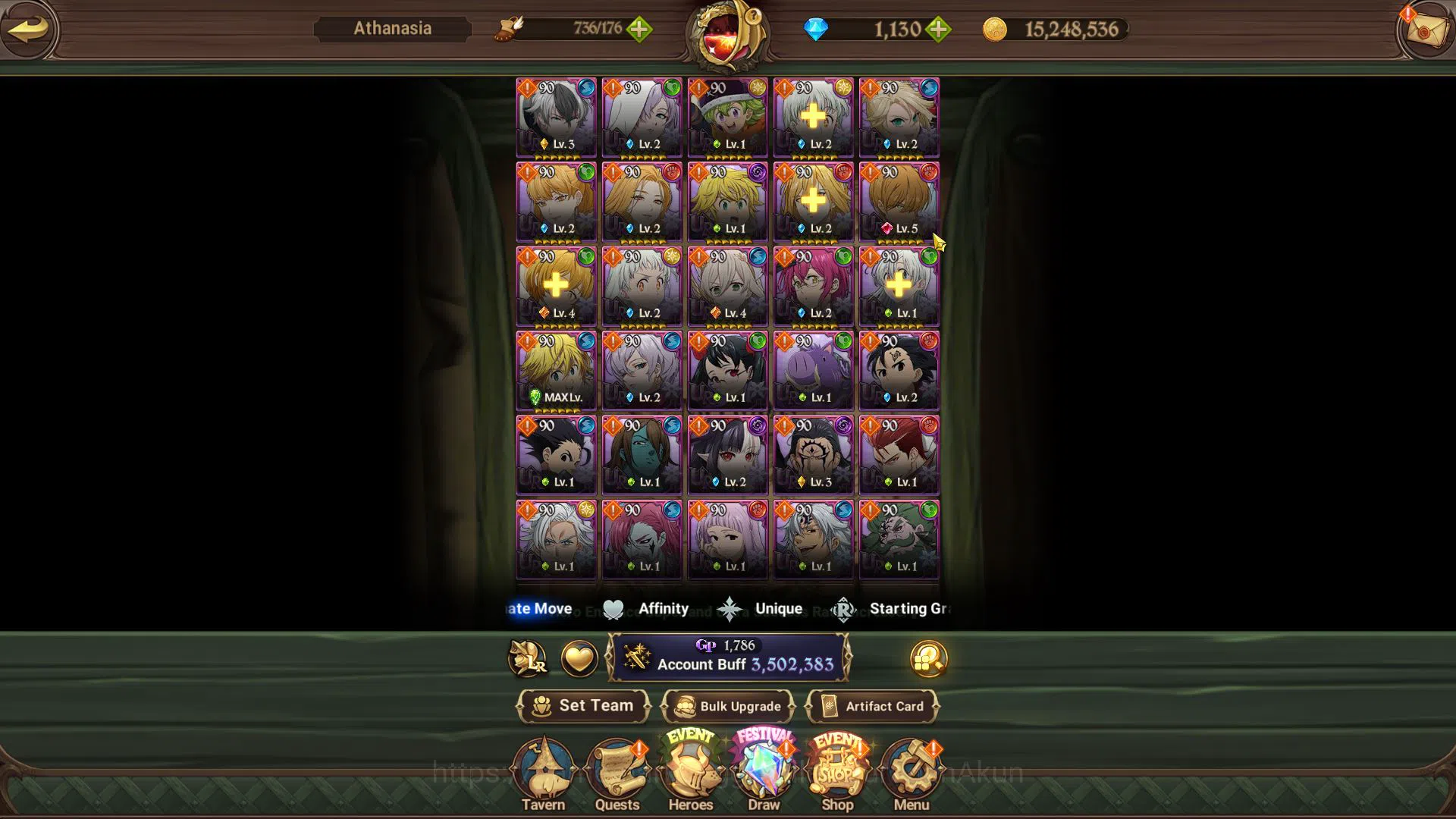 The Seven Deadly Sins: Grand Cross Accounts Midgame Asia|3,5M CC|1,1K Gems+100 LSeal|1 LR+10 UR+Collab 7