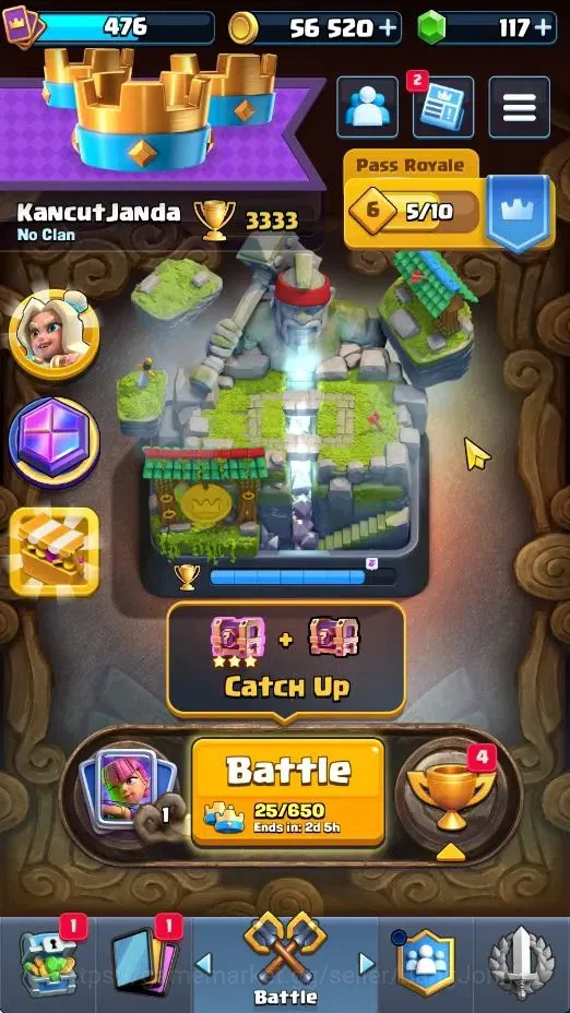 Clash Royale Accounts Starter Trophy 3333|CL 476|KTL 9|63 Cards|2 Hero |4 Evo|117 Gems|Arena 10|Proteck Off|TakeMail Check 1