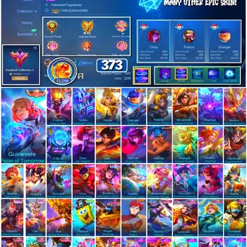 Mobile Legends: Bang Bang Accounts 🔥 #4059 🔥 373 Skins 💎 Legend Franco King of Hell 👑 Legend Guinevere Psion of Tomorrow