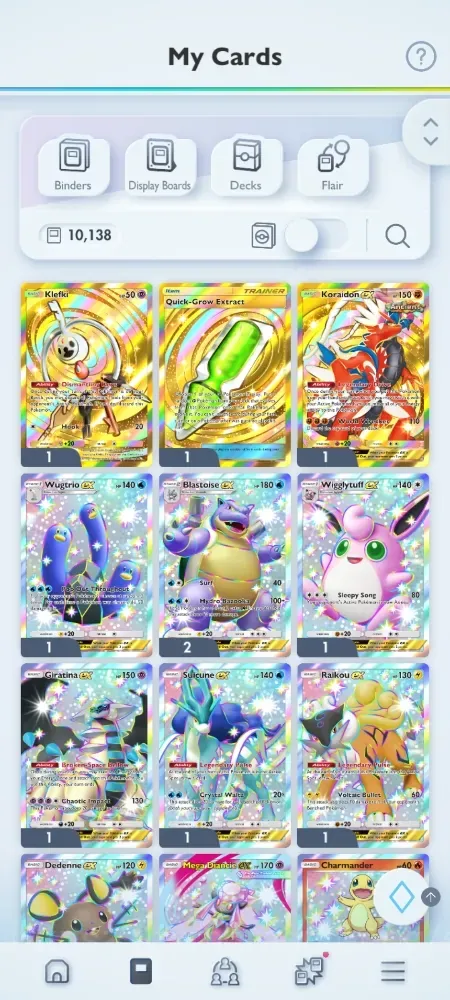 Pokémon TCG Pocket Accounts High-Level EN|10k Cards|171+ EX|3 Crown (Koraidon,Klefki,Quick Grow) 30 Shiny|Mega Deck 1