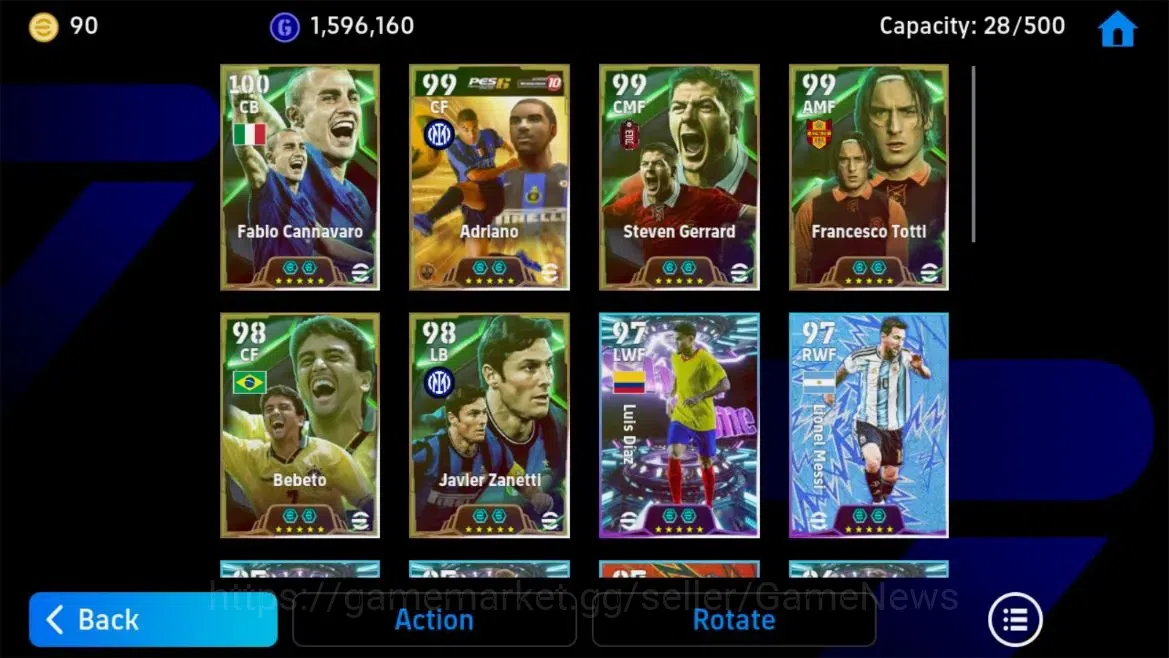 eFootball Accounts Legends & Iconic Players Android |Epic Cannavaro,Adriano,Totti,Bebeto,Show Time Oyarzabal Etc|Manager 7