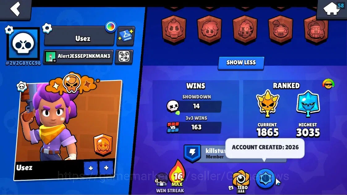 Brawl Stars Accounts 1551 Trophy|25 Brawlers 2 Max Lvl Meg,Full Buffies image 3