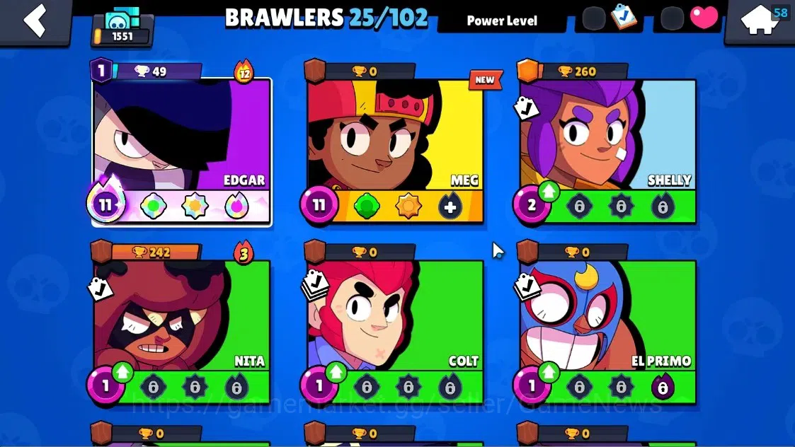 Brawl Stars Accounts 1551 Trophy|25 Brawlers 2 Max Lvl Meg,Full Buffies image 7