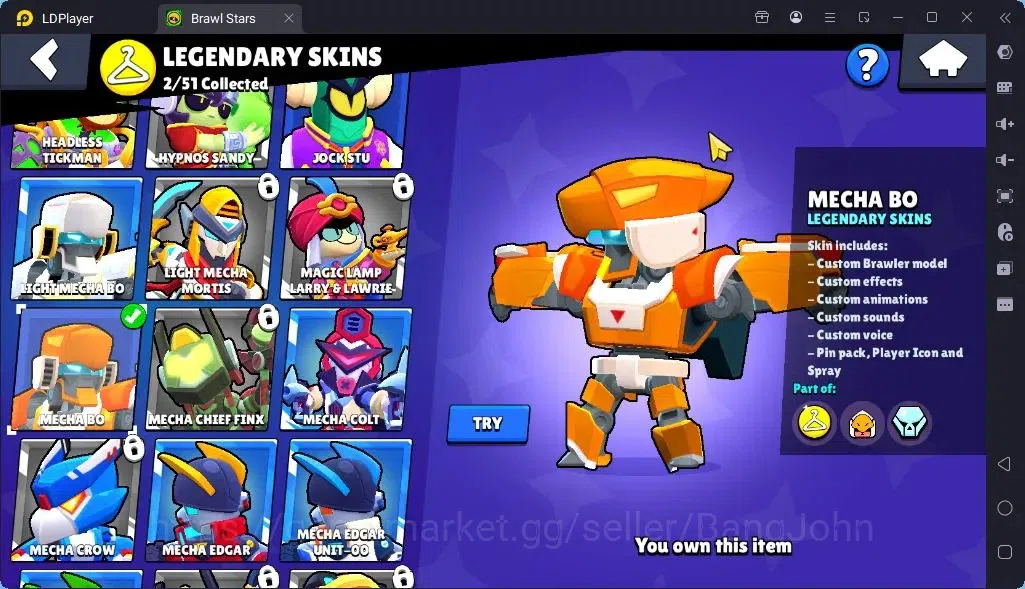 Brawl Stars Accounts Global |Trophy 1552 | Brawler 22| Skins 2 Legendary, 1 Mythic,4 Epic|Bling 8252|Protect Off|Check SS 10