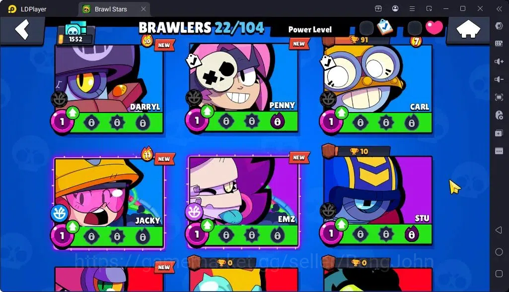 Brawl Stars Accounts Global |Trophy 1552 | Brawler 22| Skins 2 Legendary, 1 Mythic,4 Epic|Bling 8252|Protect Off|Check SS 16