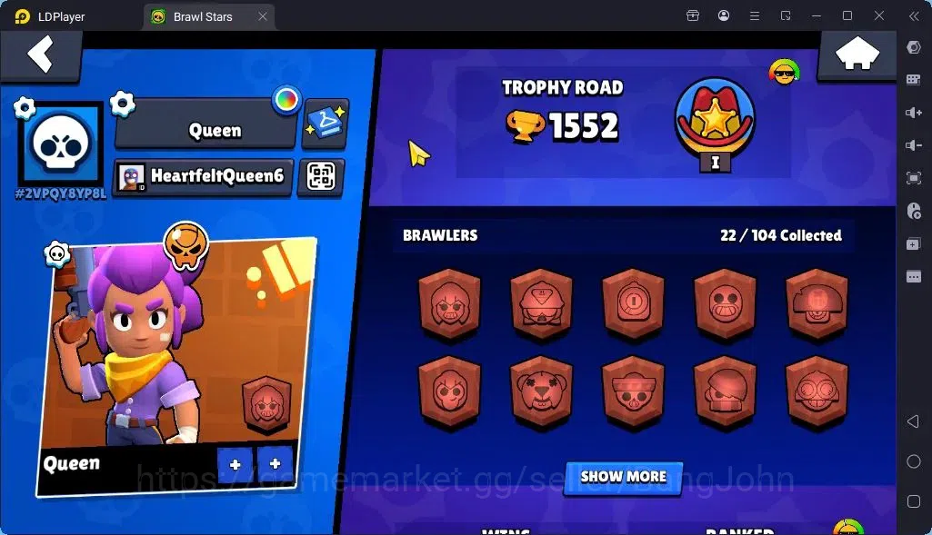 Brawl Stars Accounts Global |Trophy 1552 | Brawler 22| Skins 2 Legendary, 1 Mythic,4 Epic|Bling 8252|Protect Off|Check SS 2