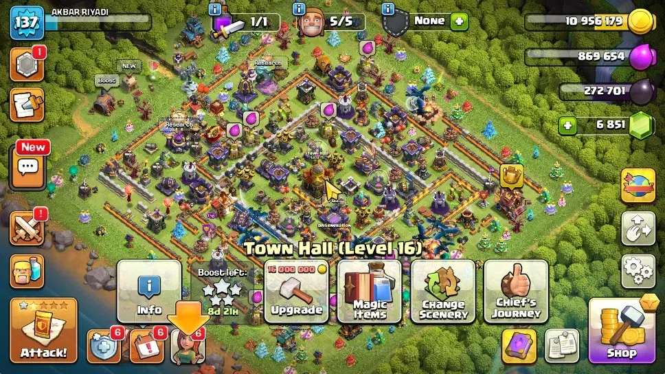 Clash of Clans Accounts High-End LV 137|TH 16|HH 9|Limited Skin|BK 74,AQ 53,GW 28,MP 42,RC 17,DD 1|BM 1,BC 15|6.862 Gem|CN 1