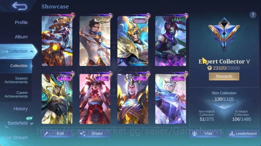 Mobile Legends: Bang Bang Accounts Hero 106|Skin 130|High Glory 63|CC Yi Sun-Shin,Lig image 3