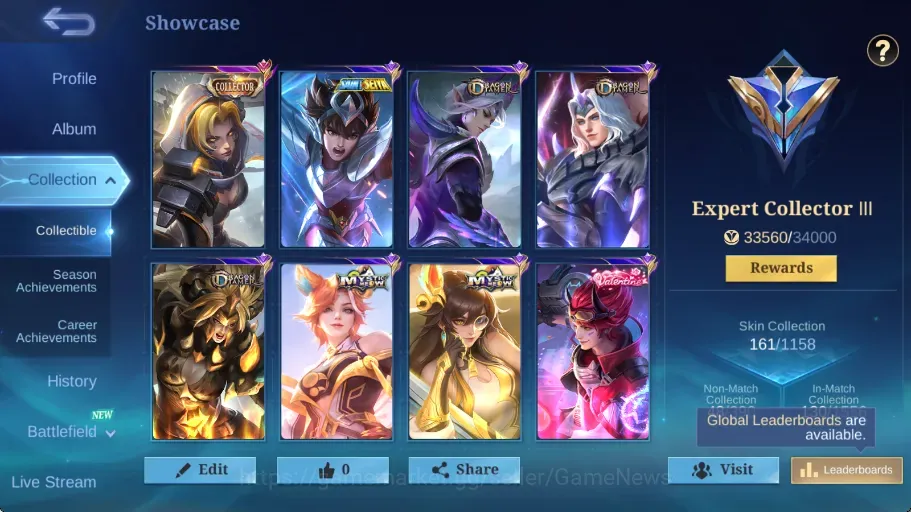 Mobile Legends: Bang Bang Accounts Collector Hero 117|Skins 161|Ex Glory 50|Emblem MAX|CC Nata,Liborn Granger,Valentine 1
