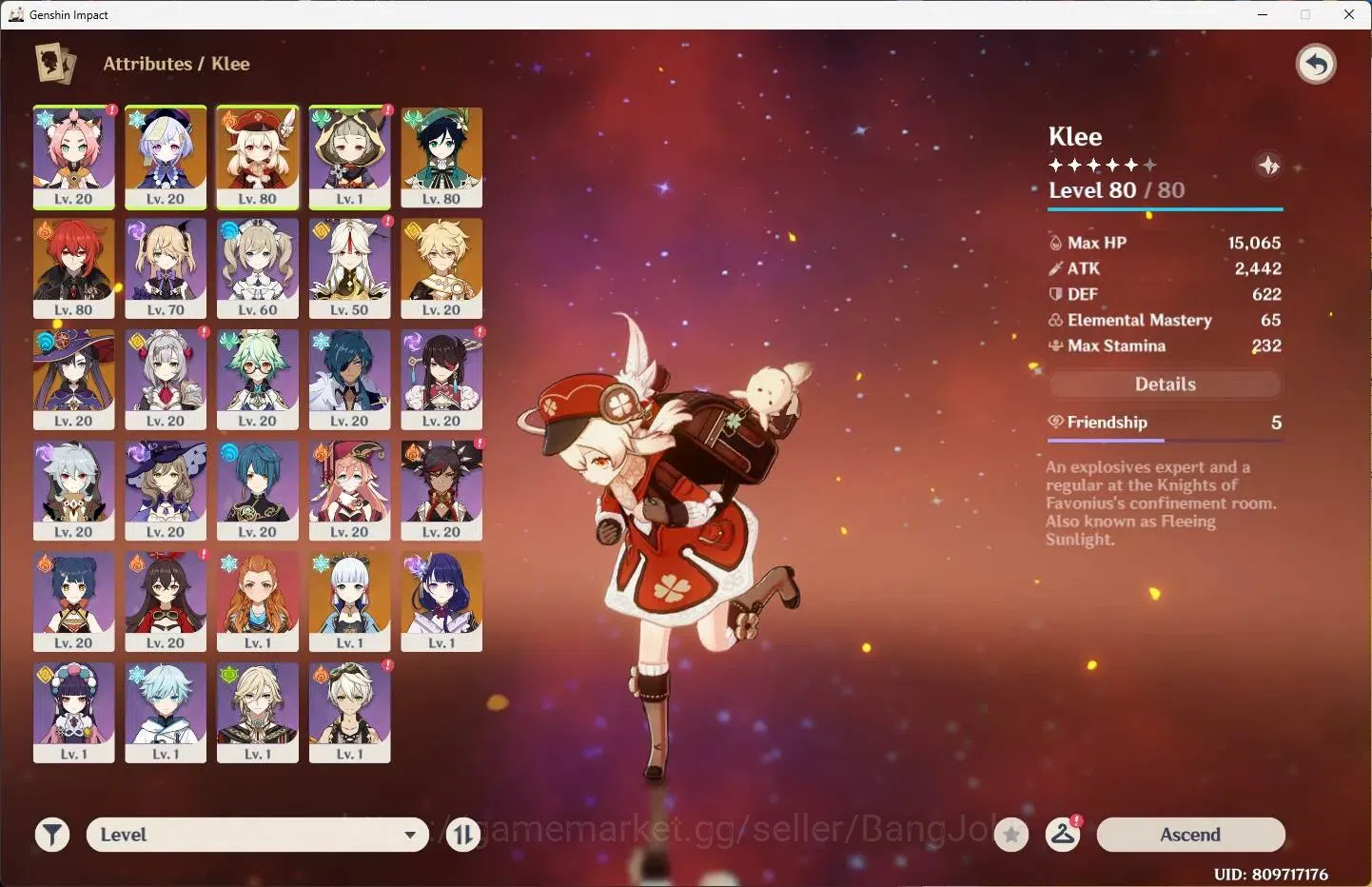 Genshin Impact Accounts ASIA | AR 44 | 4 Char Limited [Klee,Venti,Raiden S image 2